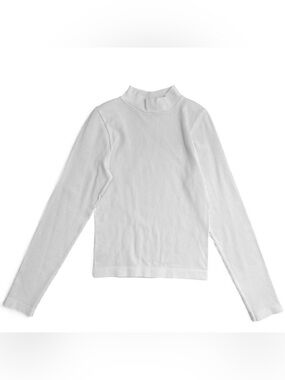 Aura Ribbed White long sleeve mock neck athletic yoga top sportswear turtleneck